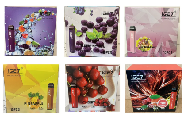 ige7 e cigarette 2000 puffs 【multiple flavors randomly shipped】